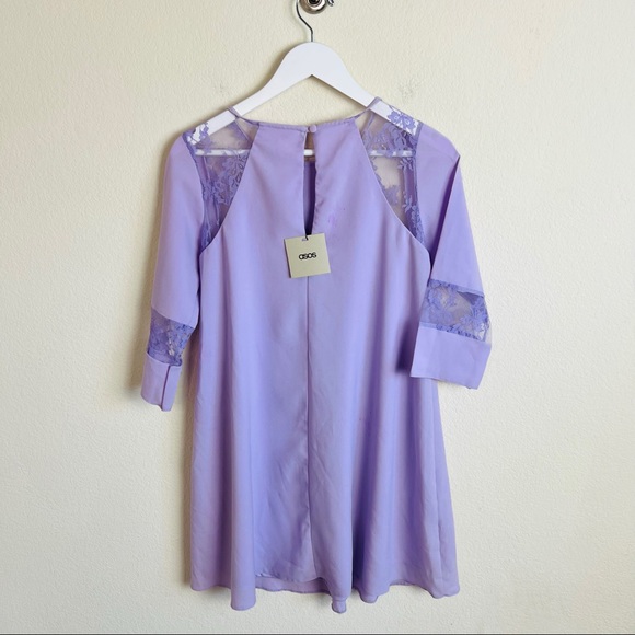 NWT ASOS Lavender Purple Lace Cut Out Panel Swing Dress - Picture 2 of 12